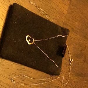 Vintage Delicate 16 inch gold chain with heart